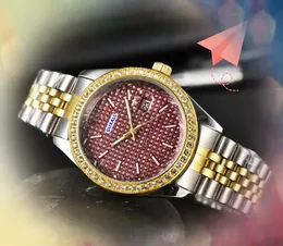 Popular Automatic Date Men Women Unisex Watches Luxury Stainless Steel Quartz Movement Clock Time hour calendar diamonds ring three stiches design Wristwatch gift