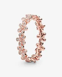 Designer de luxo 18k Rose Rose Gold Ring Original Caixa para 925 Silver Daisy Flower Flower Women Wedding Gift Jewelry Rings Sets6985109