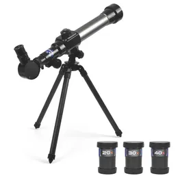 Детский телескоп 20x30x40x Регулируемый астрономический астрономический с штативом для новичков для детей для походов на открытом воздухе 240408