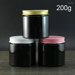 Förvaringsflaskor 200 g tom plast burk svart kosmetisk container kropp lotion förpackning påfyllbar makeup grädde krydda godis kaffeflaska