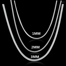 Collane a ciondolo ciondoli Change 1mm 2mm 3mm Solid Snake Catena 925 Collana d'argento stampata per uomini Donne Fashi