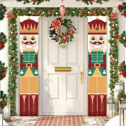 Juldekorationer Merry Door Wall Hanging Banner Party Ornaments Nötknäppare Banners For Home Porch Sign Decoration