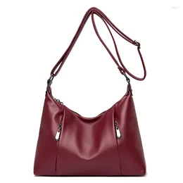 Shoulder Bags 2024 Fashion Women Messenger Bag Simple Soft Leather Famale Crossbody 02C