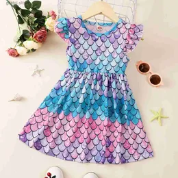 Kız Elbise Dress Bebek Kız Doğum Günü Denizkızı Yaz Kısa Kollu Çocuklar Prenses Elbiseler Ucuz Moda Kızlar 2 3 4 5 6 Yıl