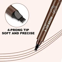 Geliştiriciler 4 nokta kaş kalem su geçirmez sıvı kaş kalemi makyaj uzun ömürlü 4 çatal ucu kaş kalemi kozmetik mikroblade kaş kalem