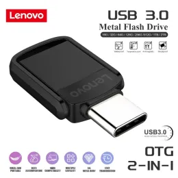 Cards Lenovo 2tb 2in1 unidades flash USB usb 3.0 metal de alta velocidade Pendrive Capacidade de capacidade real portátil à prova d'água U Stick para PC TV