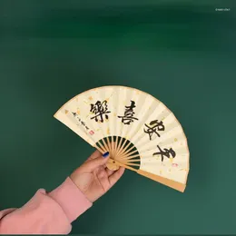 Decorative Figurines Mini Paper Fan Bamboo Folding Children Chinese Ancient Portable Ventilador Calligraphy Hand Painted Ventilateur Gift