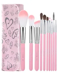 10 adet pembe makyaj fırçası seti bir torba temelli toz fırçası eyeliner kirpik kaşları makyaj göz farı fırçaları set kozmetik BEA6587324