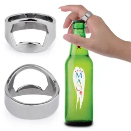 Ring Beer Bottle Opener Kitchen Bar Tools Portable Rostfritt stål Finger Ring-formflaskor Beers Cap Opening Remover