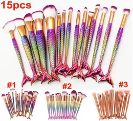 Nuovo 15 pezzi set pennelli per trucco sirene Brush 3D colorato colorato per trucco professionale basket Blush Cosmetic Brush Kit Strumento 1761431