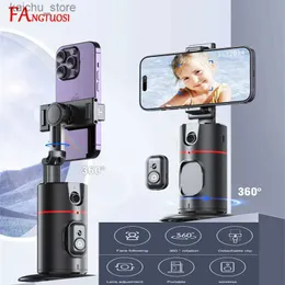 Selfie Monopods Fangtuosi P02 Novo eixo de smartphone dobrável rotação de smartphone Gimbal Cellphone Record Rastrear estabilizador de vlog para iPhone 15 Y240418