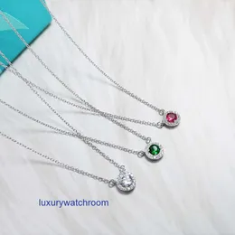 Luxury Tiffenny Designer Brand Pendant Necklaces TikTok Funi Sterling Silver S925 Round Diamond Necklace Fashion Light Full Womens Clavicle Chain
