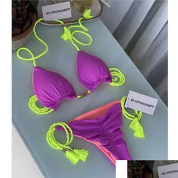 Kadın mayo kadınları bikini pushini traje de ba o mujer set yüksek bel üçgen bandaj mayo mayo yüzme mayo kadınlar b dhjgb