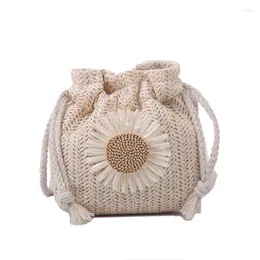 Bag Woven Straw Ladies Bucket Boho Summer Crossbody Female Messenger Envelope Portafoglio telefonico Travel Student B024