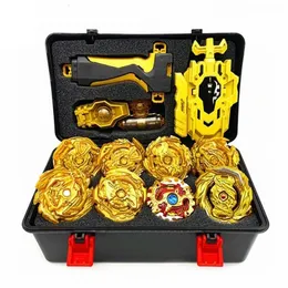 Top Top Burst Arena Toys مجموعة من الذهب Beylade انفجار مع قاذفة وصندوق تخزين Bayblade Bable Drain Fafnir Phoenix 240415