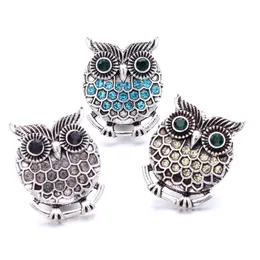 Clasps & Hooks Wholesale Vintage Owl Rhinestone Ginger Snap Button Clasp Jewelry Findings Women Men Zircon Charms 18Mm Metal Snaps But Dh6Yh