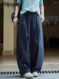 Женские брюки 2024 летние женщины японские простые силуэт широкие ноги Y2K Streetwear Streatwear Sweat Aun