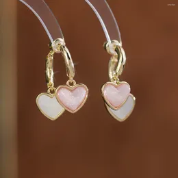 Orecchini penzolanti squisiti Pink Heart Dolce Design Temperamento Erizzone di fascia alta Girl Girls Regalo per feste due modi per indossare