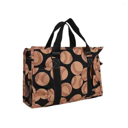 Bolsas de ombro Softball Canvas Tote Mulheres Mulheres Vintage Bolsa de compras versátil Feminino de vôlei Print Sports Bolsas de grande capacidade