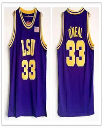 Shaq LSU Jersey Oneal Jersey Retro College Jersey 32 Sarı Mor Erkek Nakış Basketbol Formaları2409244