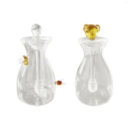 Lagerflaschen Honig -Jar -Schale mit Dipperglas Bienenstock -Topf klarer Spender für