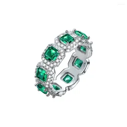 Clusterringe modische und vielseitige Großmutter Jade Ring einzigartiger Instagram -Stil Square Diamond