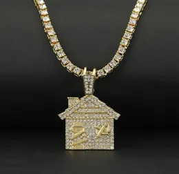 Hip Hop Bando Trap House Necklace Men Bling Savage Pendant Halsband med tenniskedjan Kvinnlig Ice Out Link Chain Jewelry C0219247L8444843