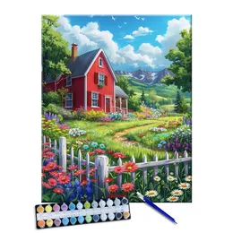 Painting By Numbers Field path DIY Picture Drawing Coloring by Numbers Acrylic cat adult no frame Adult Hand Painted