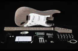 Kit de guitarra elétrica DIY com corpo de zebrawood zebra de madeira e braço 22 trase s s s s pickups construtor kits6304218