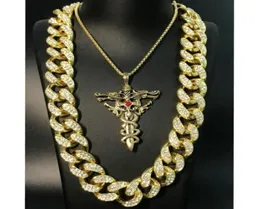 Хип -хоп мужской ожерелье Золото Золотое кусочек заморожено хрусталь Майами Кубинский крест -каменные подвесные ожерелье 2 см. Уличный танец король 49245382793672