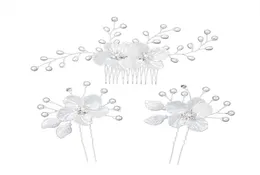 3 pcsset European Style Bridal Headdress Set handgefertigte Perle Strass Zipfelblume Haarnadel Haare Kamm Frauen Hochzeitskleid Accessoires8922589