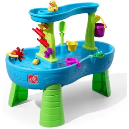 Шаг2 дождь душ плюш пруд для малыша на стол для воды, на открытом воздухе для воды для воды, в возрасте 1,5 года, аксессуары для водных игрушек 13 лет, синий зеленый