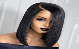 2020 curto 13x4 13x6 Lace Front Human Hair Wigs 150 Densidade Remy Brasileiro Bob Straight Wig para mulheres Black Bleached Plucked7333869