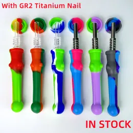 GR2 Titanium Nail Quartz 팁 NC 키트 니커 수집기 미니 실리콘 담배 파이프 오일 리그 유리 봉