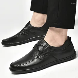 Lässige Schuhe Männer Casualshoes Schnürung Modearbeiten flach echtes Leder nicht rutschfestes Softmer Man Designer