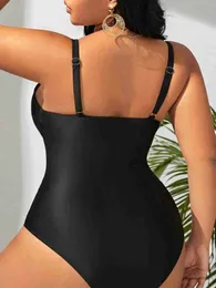 Kvinnors badkläder SEAURUAL 2024 Plus Size One Piece SwimeWear Women Sexig baddräkt Mesh Stitching Slim Deep-V Bathing Suit Beachwear Push Up Monokini