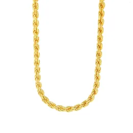 Chains 3.4mm 2.1mm Thick Sterling Silver 925 Minimalist Gold Rope Necklace For Women