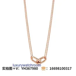 Luxury Tiffenny Designer Brand Pendant Necklaces T Jia Di Same Precision U-shaped Horseshoe Double Ring Buckle Necklace Classic Simplicity