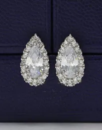 Big Diamond Dropshaped Stud Ladies Designer Brincos de esterlina CLOVER STERLING Diamond Studs Frivole Earring Anel de orelha para mulheres High6187825