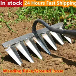 Leveranser andra trädgårdsmaterial Hoe Weeding Rake Farm Tool Weeding and Turning the Ground Loose Soil Artefact Nail Rake Tool Artifact Harrow