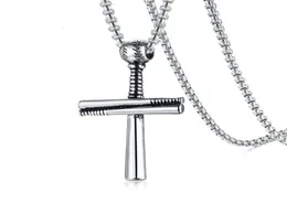 Hip Hop Baseball Pendant Necklace Stainless Steel Ball Bat Chain Men Collares 24" For Guys Sport Jewelry PN-10969197185