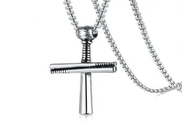 Hip Hop Baseball Anhänger Halskette Edelstahl Ball Bat-Kette Männer Collares 24 "für Jungs Sport Schmuck PN-10969197185