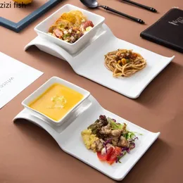 Plates White Ceramic Dinner Plate Snack Platter Dessert Bowl Trays Sushi Dim Sum Dish And Set Spice Bowls