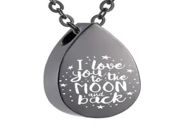 I Love You to the Moon and Back Cremation Urn Necklace Ashes Pendant Stainless Steel Keepsake Teardrop Necklace Jewelry9744335