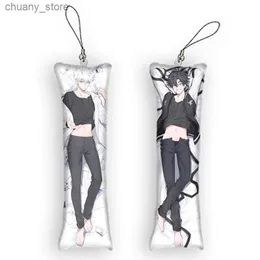 Keychains Lanyards 4x12cmdevil Game Link Klicka på Mini Pillow Dakimakura Keychain Charles Lucas Anime Body Key Chain Cosplay Anime Keychain Y240417