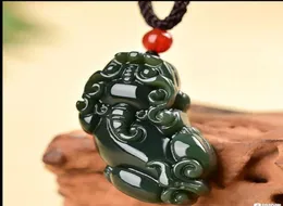 Xinjiang Hetian Jade Qingyu Lucky Pi Xiu Pendant Ship Ping03194714