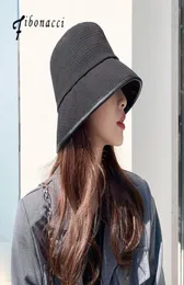 Cappelli Fibonacci per donne estate Black Panama Cap di lusso Cappello a pezzi francese bob Casual Travel Outdoor Sun Protection Wide Brim9090584