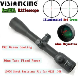 VisionKing 6x42 Fast Power Riflescope Kväve Vattentät FMC MIL-DOT Taktisk tornlås Låsjakt Taktisk geväromfång för .223 .308 Siktomfång