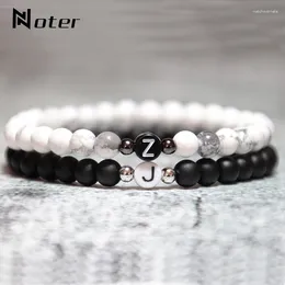 CHARM bilezikler Romantik İsim Bezlekleri Aşıklar İçin 6mm Doğal Taş Braslet Diy Çift Braclet Mektubu Brazalete Hediye Erkek Arkadaşı Joias