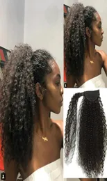 African American Kinky Curly Ponytail Hair Piece Curl Human Hair Afro Black Pontaisl Extension för svarta kvinnor Chignon Hairpiece 5754431